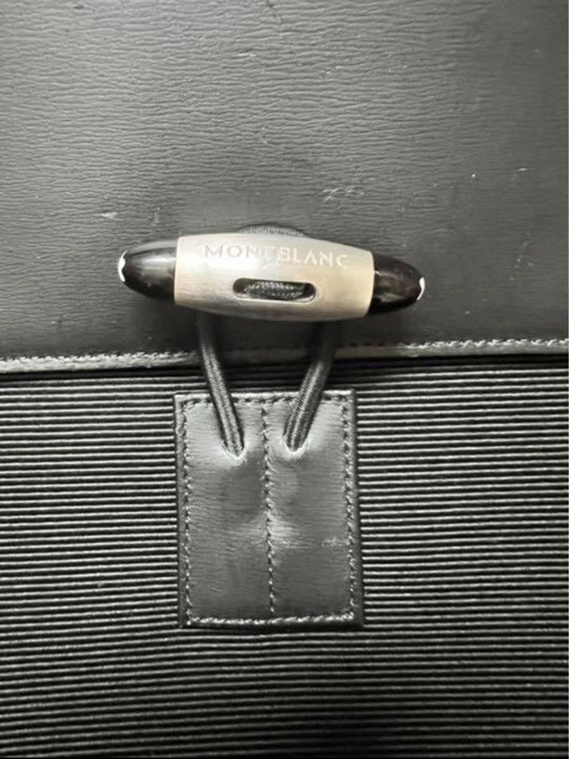 Montblanc Business Bag Briefcase Leather Nylon Black Authentic