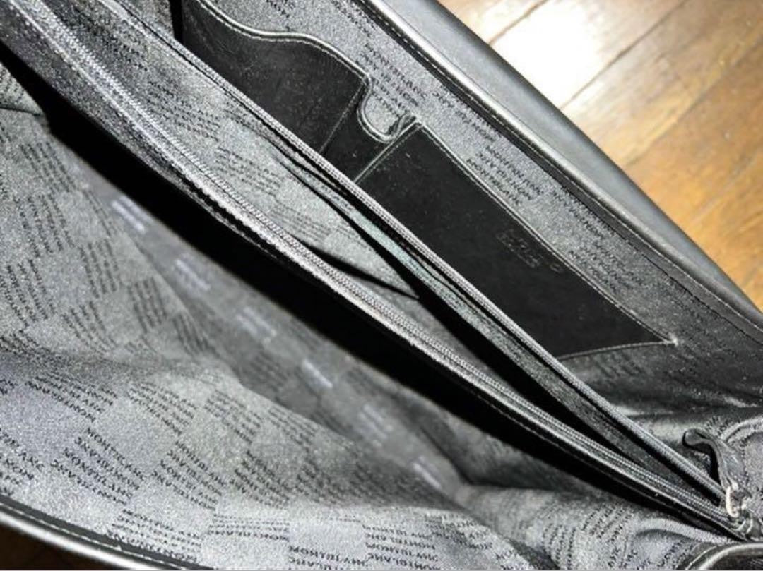 Montblanc Business Bag Briefcase Leather Nylon Black Authentic
