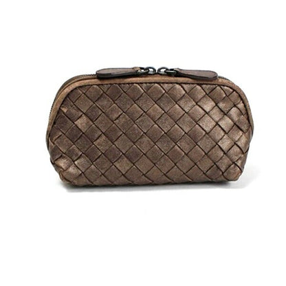 BOTTEGA VENETA Accessory Pouch Hand Pouch Intrecciato Leather Brown Authentic