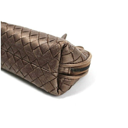 BOTTEGA VENETA Accessory Pouch Hand Pouch Intrecciato Leather Brown Authentic