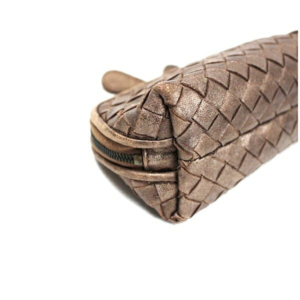 BOTTEGA VENETA Accessory Pouch Hand Pouch Intrecciato Leather Brown Authentic