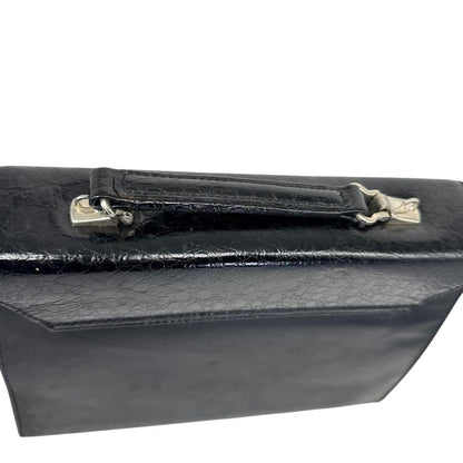 Valentino Garavani Shoulder HandBag Purse Tote Bag Leather Black Authentic