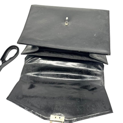 Valentino Garavani Shoulder HandBag Purse Tote Bag Leather Black Authentic
