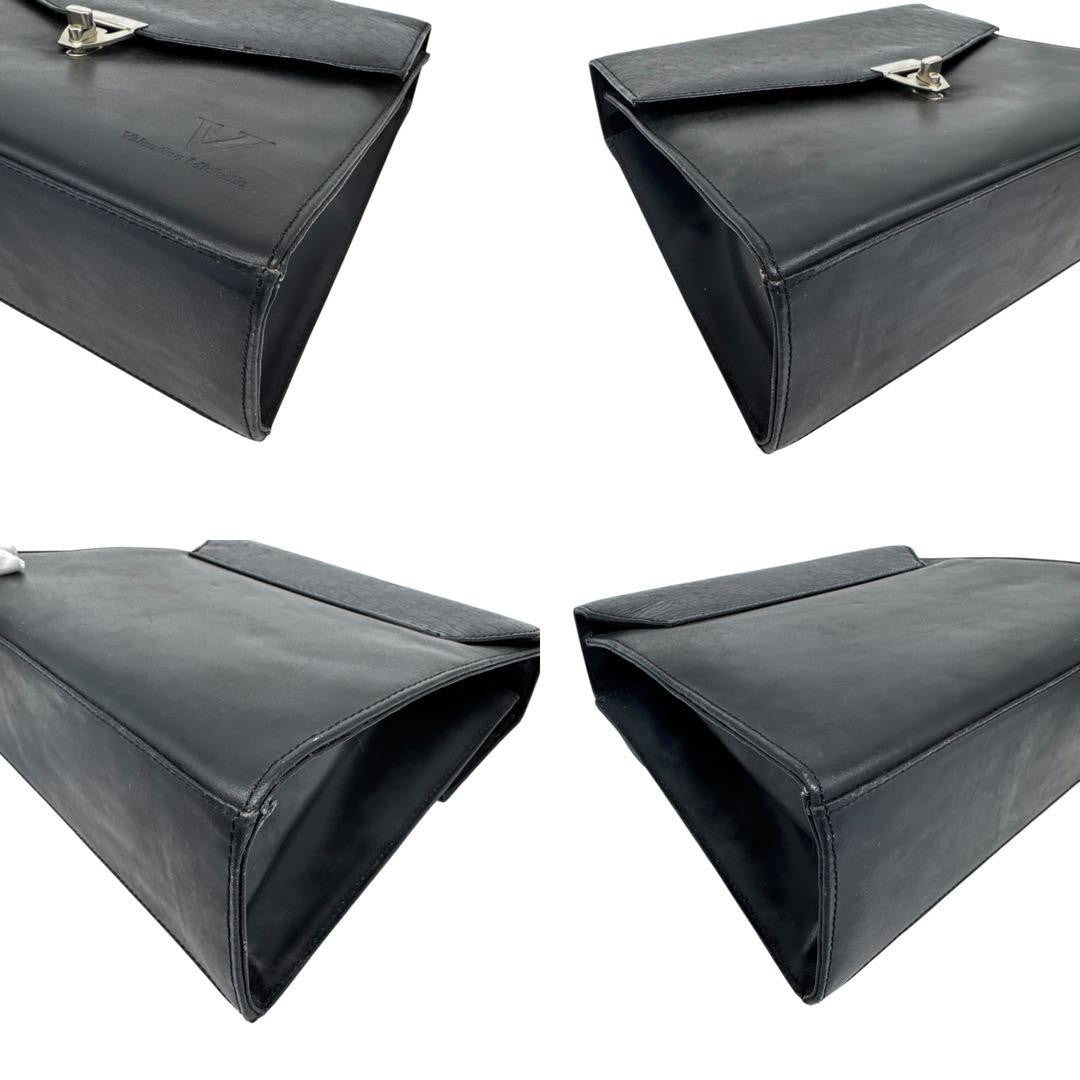 Valentino Garavani Shoulder HandBag Purse Tote Bag Leather Black Authentic