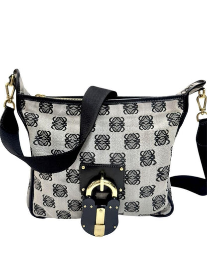 LOEWE shoulder bag  Anagram Purse Canvas Leather  Black Authentic Women's  Used