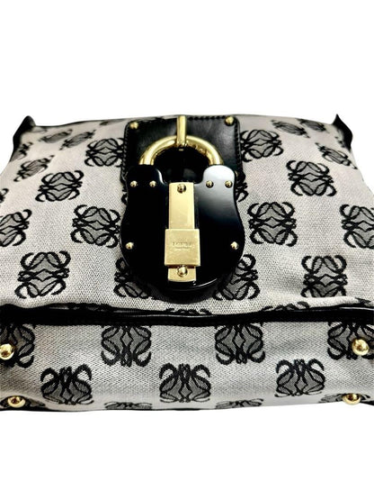 LOEWE shoulder bag  Anagram Purse Canvas Leather  Black Authentic Women's  Used