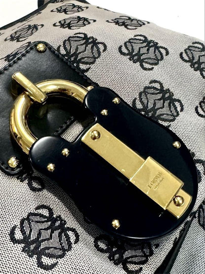 LOEWE shoulder bag  Anagram Purse Canvas Leather  Black Authentic Women's  Used