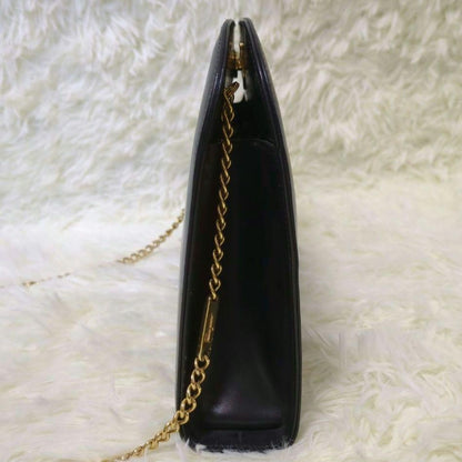 Salvatore Ferragamo shoulder bag Purse Gancini Black Gold chain Leather Used
