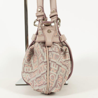 Salvatore Ferragamo handbag Tote Purse Gancini Pink Beige Canvas Leather Women's