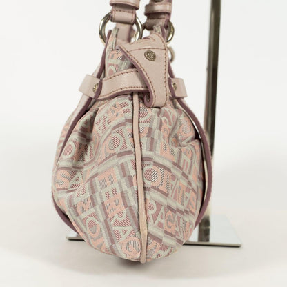 Salvatore Ferragamo handbag Tote Purse Gancini Pink Beige Canvas Leather Women's