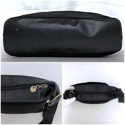 Salvatore Ferragamo shoulder bag Purse VARA Black Canvas Leather Authentic Used