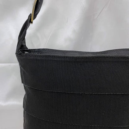 Salvatore Ferragamo shoulder bag Purse VARA Black Canvas Leather Authentic Used