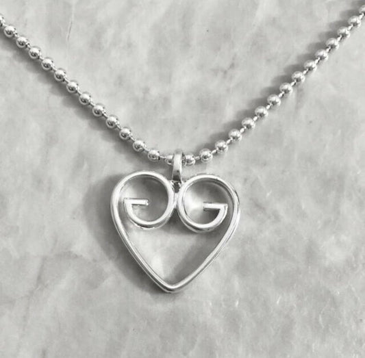 GUCCI Necklace Pendant Open Heart Silver 925 Women Accessory Authentic