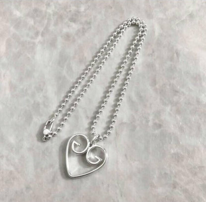 GUCCI Necklace Pendant Open Heart Silver 925 Women Accessory Authentic
