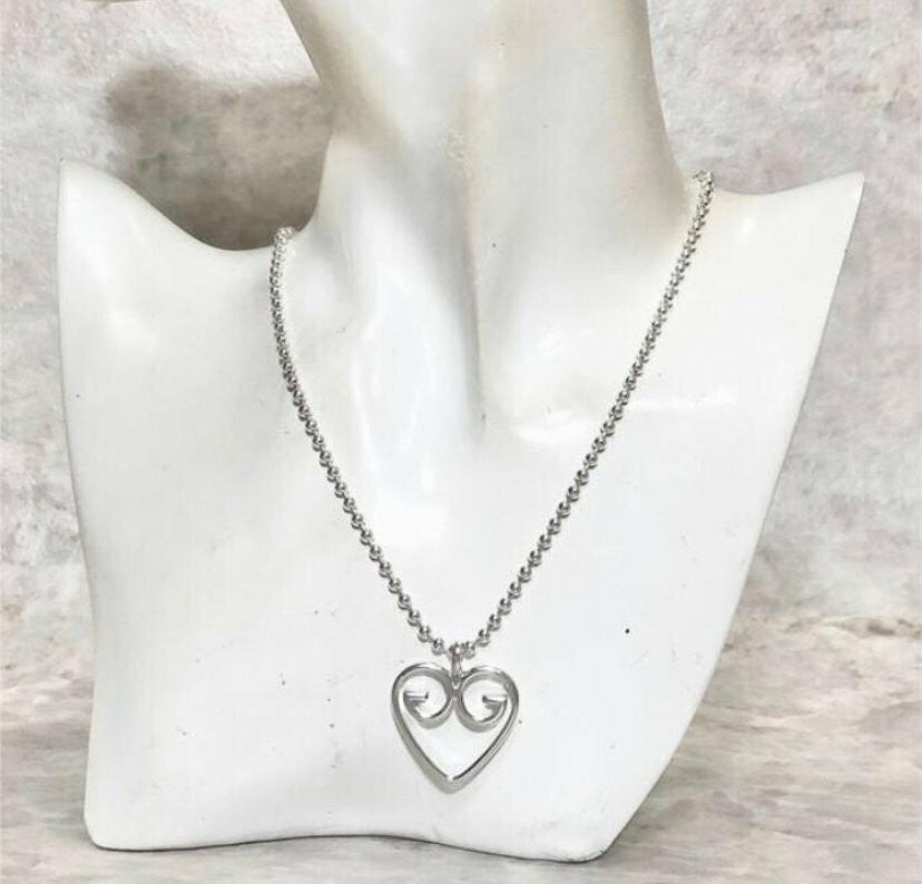 GUCCI Necklace Pendant Open Heart Silver 925 Women Accessory Authentic