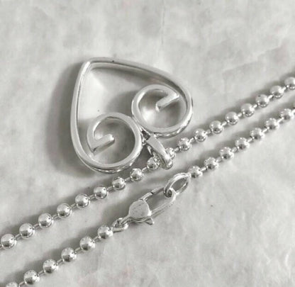 GUCCI Necklace Pendant Open Heart Silver 925 Women Accessory Authentic