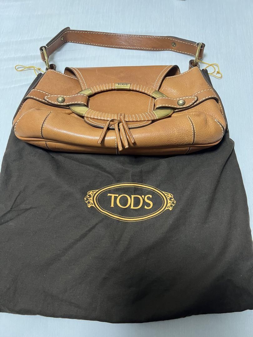 TOD'S Hand Bag Tote Purse Leather Brown Authentic