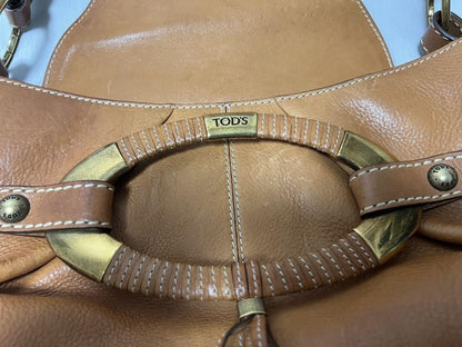 TOD'S Hand Bag Tote Purse Leather Brown Authentic