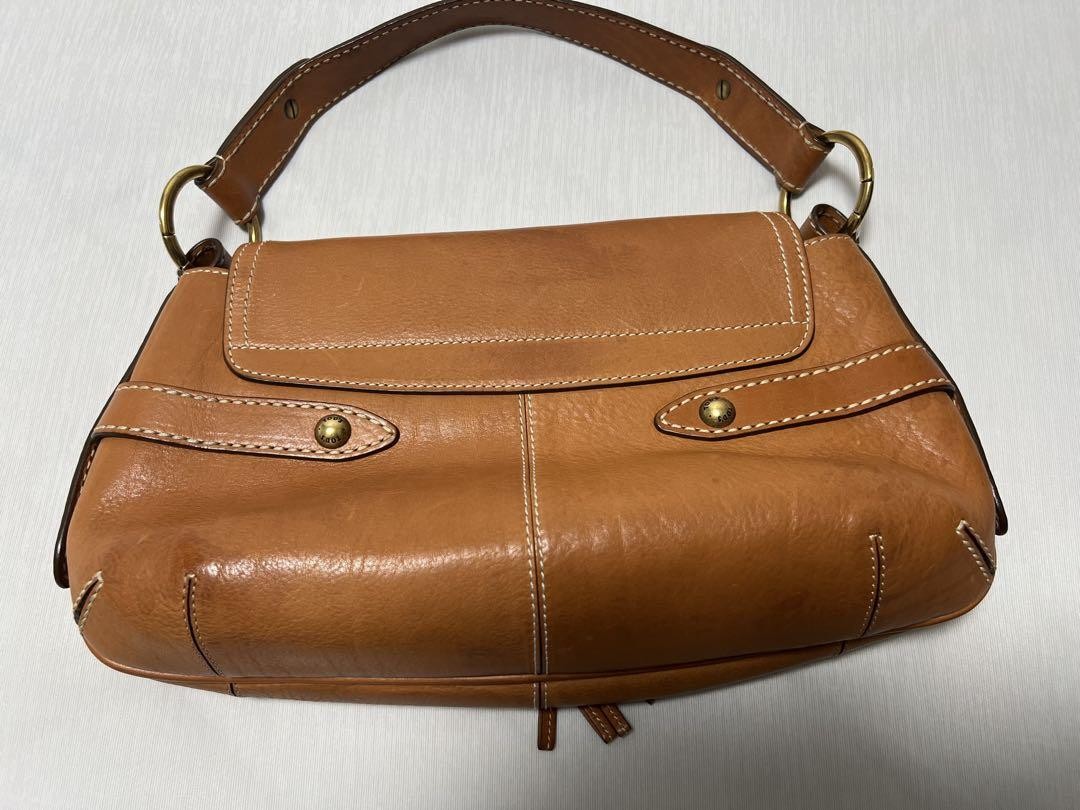 TOD'S Hand Bag Tote Purse Leather Brown Authentic