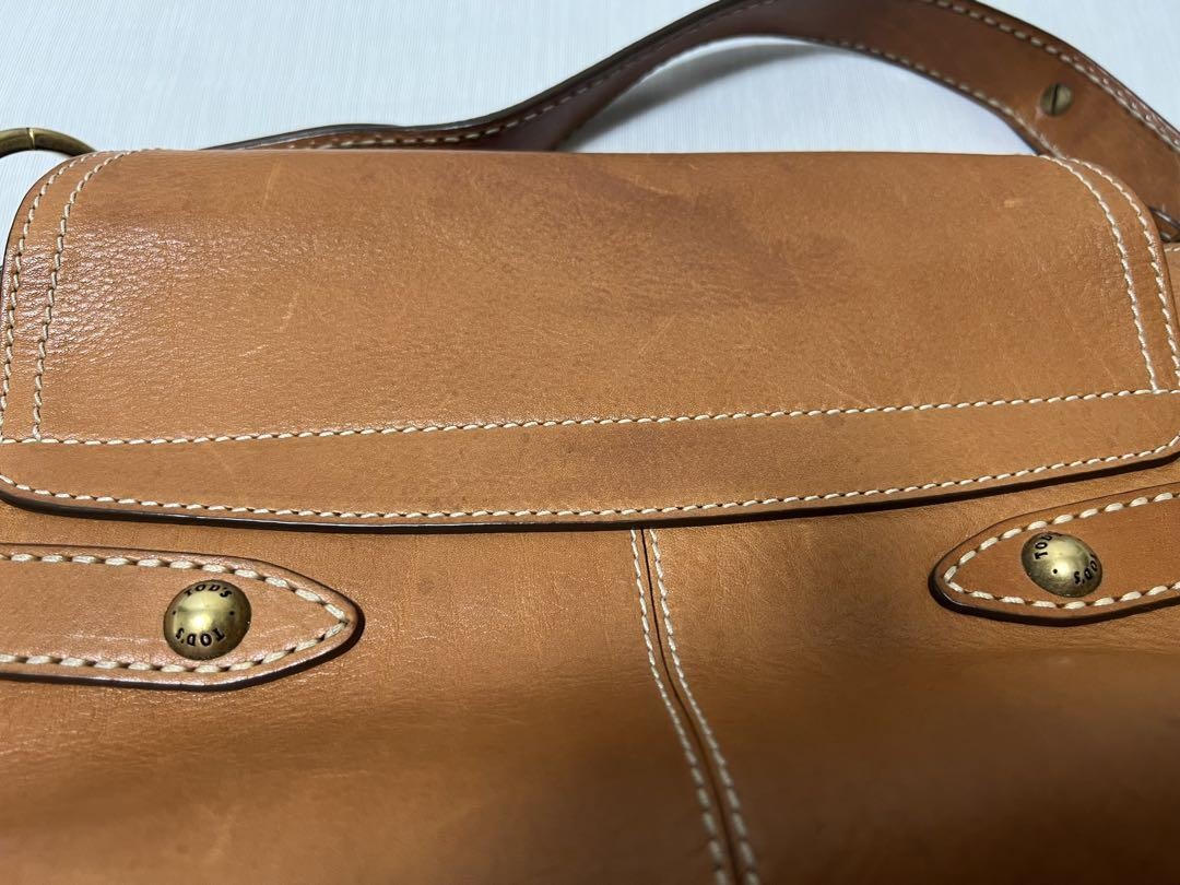 TOD'S Hand Bag Tote Purse Leather Brown Authentic