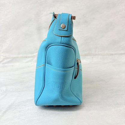 TOD'S Hand Shoulder Bag Tote Purse Leather Blue Authentic