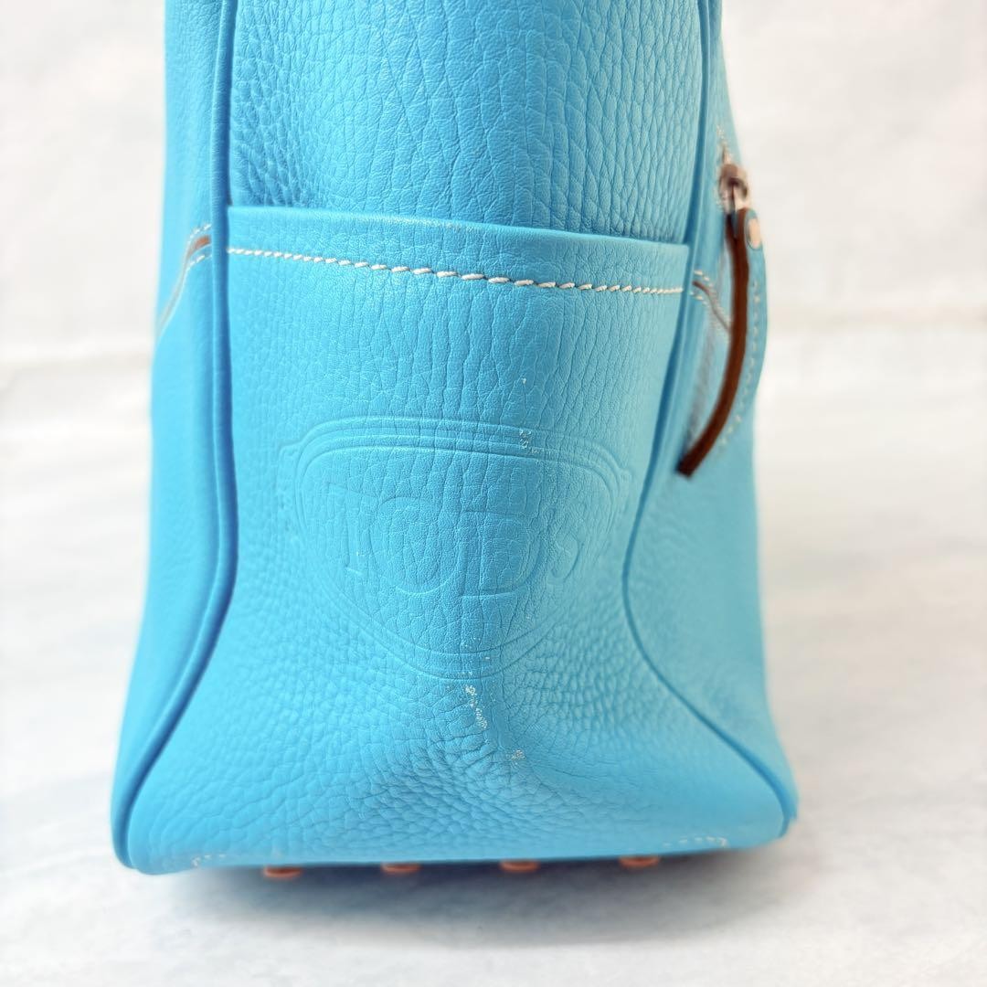 TOD'S Hand Shoulder Bag Tote Purse Leather Blue Authentic