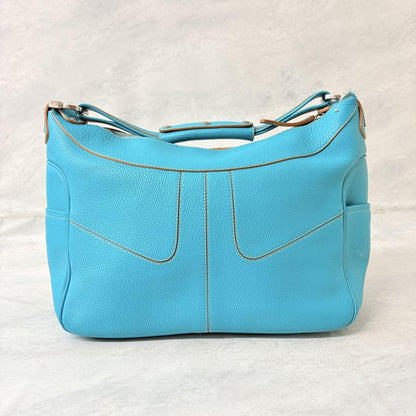 TOD'S Hand Shoulder Bag Tote Purse Leather Blue Authentic