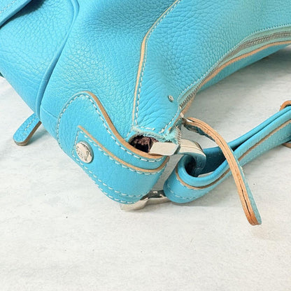 TOD'S Hand Shoulder Bag Tote Purse Leather Blue Authentic