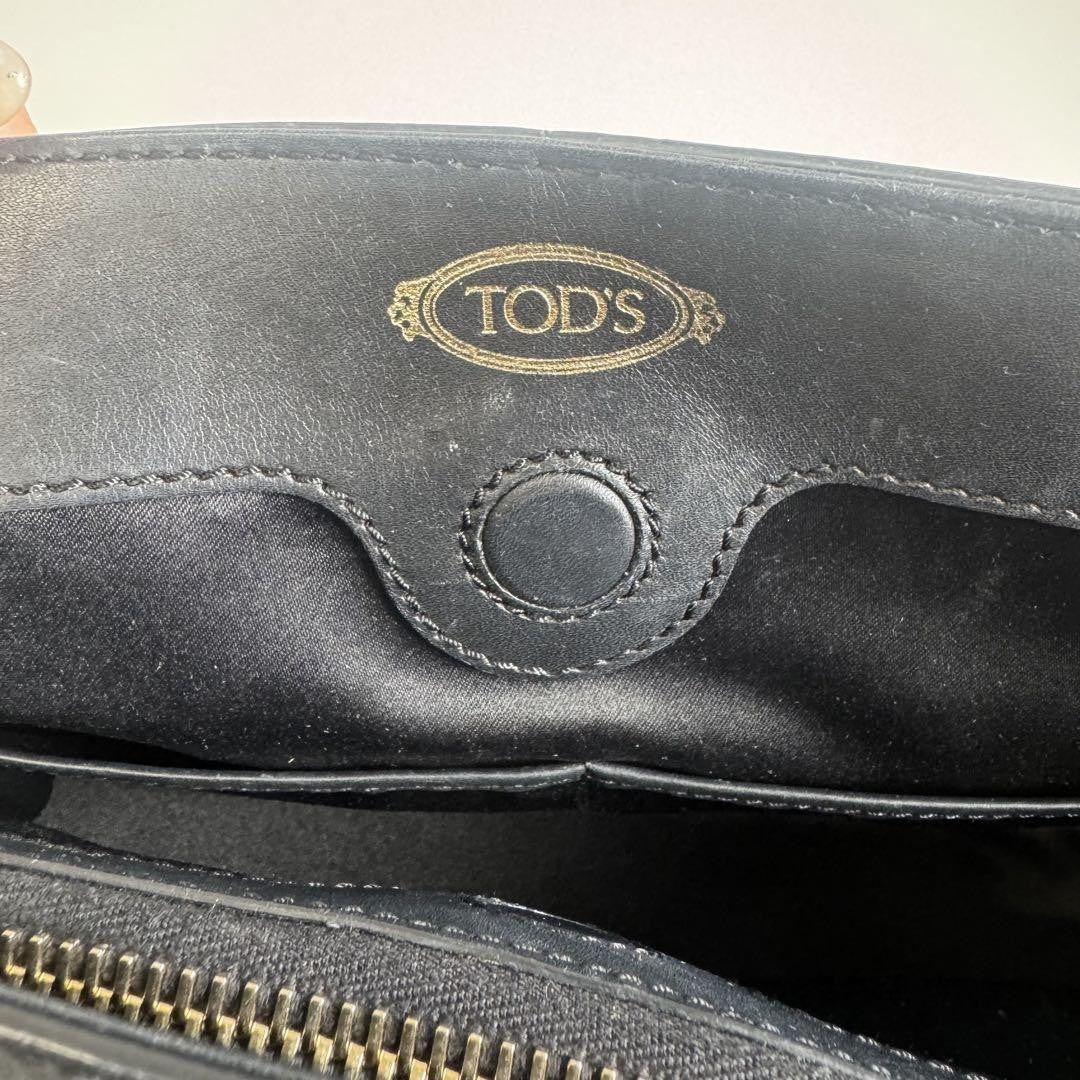 TOD'S Hand Shoulder Bag Tote Purse 2way D-Styling Leather Black Authentic