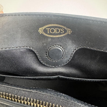 TOD'S Hand Shoulder Bag Tote Purse 2way D-Styling Leather Black Authentic