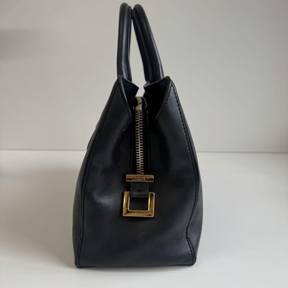 TOD'S Hand Shoulder Bag Tote Purse 2way D-Styling Leather Black Authentic