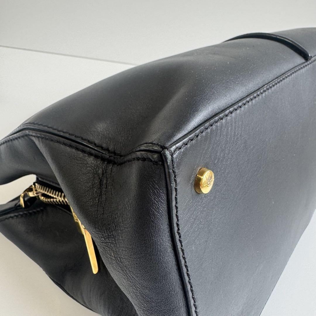 TOD'S Hand Shoulder Bag Tote Purse 2way D-Styling Leather Black Authentic