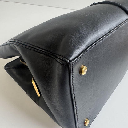 TOD'S Hand Shoulder Bag Tote Purse 2way D-Styling Leather Black Authentic