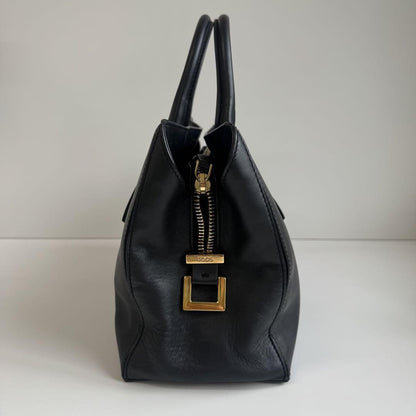 TOD'S Hand Shoulder Bag Tote Purse 2way D-Styling Leather Black Authentic