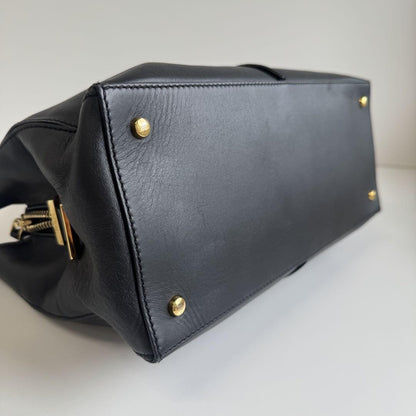 TOD'S Hand Shoulder Bag Tote Purse 2way D-Styling Leather Black Authentic