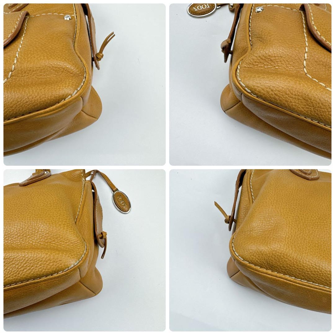 TOD'S Hand Bag Tote Purse Leather Camel Authentic