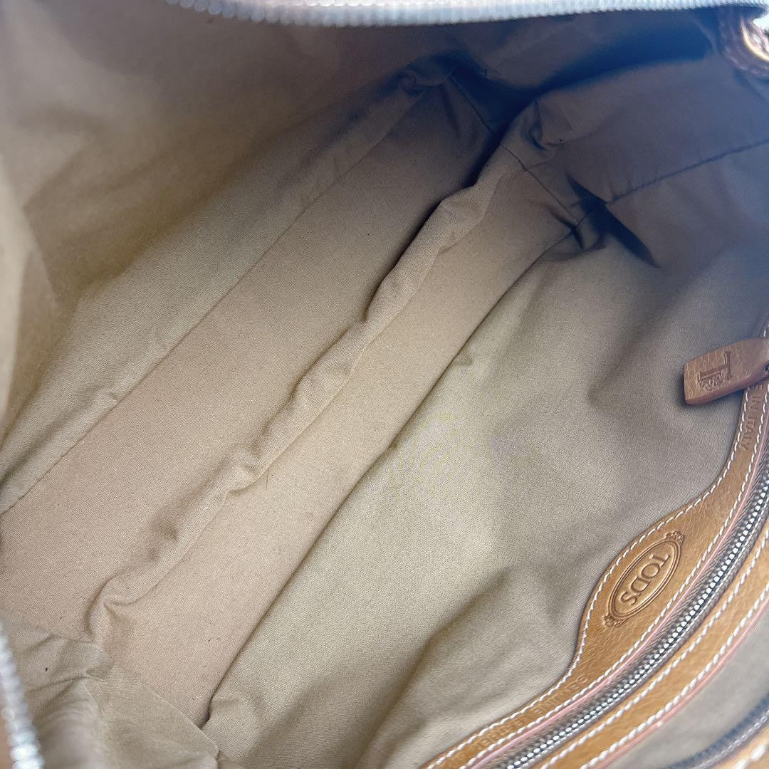 TOD'S Hand Bag Tote Purse Leather Camel Authentic