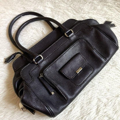 TOD'S Hand Shoulder Bag Tote Purse Leather Navy Authentic