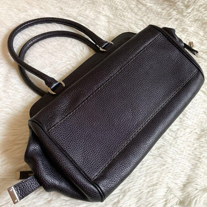 TOD'S Hand Shoulder Bag Tote Purse Leather Navy Authentic
