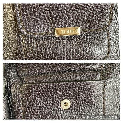 TOD'S Hand Shoulder Bag Tote Purse Leather Navy Authentic