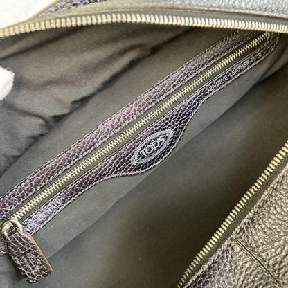 TOD'S Hand Shoulder Bag Tote Purse Leather Navy Authentic