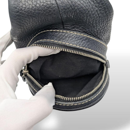 TOD'S Hand Shoulder Bag Tote Purse Leather Black Authentic
