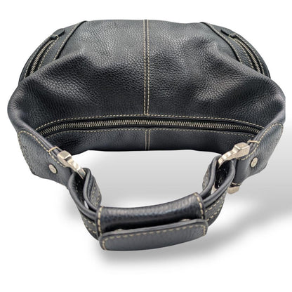 TOD'S Hand Shoulder Bag Tote Purse Leather Black Authentic