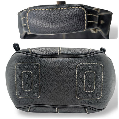 TOD'S Hand Shoulder Bag Tote Purse Leather Black Authentic