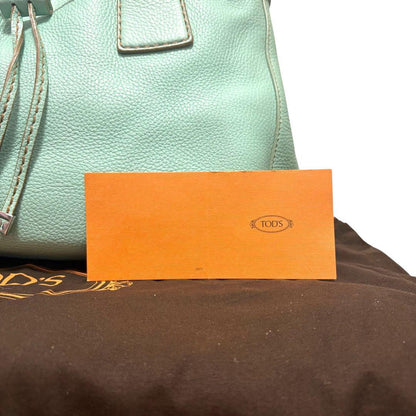 TOD'S Hand Bag Tote Purse Leather Mint Green Authentic