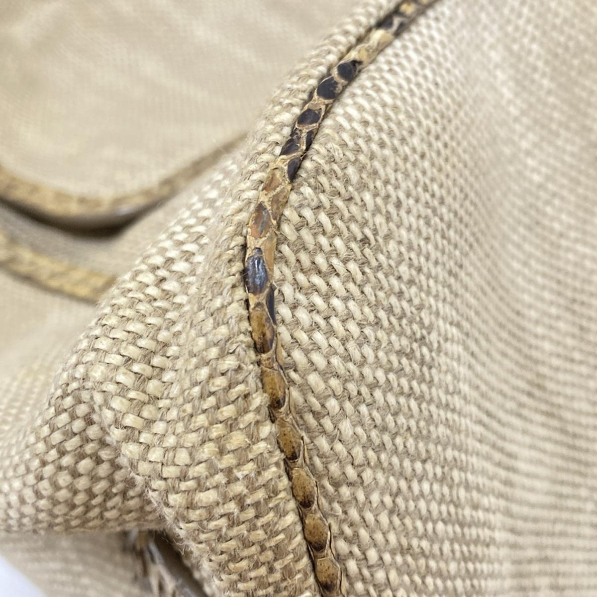 TOD'S Hand Bag Tote Purse Canvas Beige Dark Brown Authentic