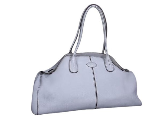 TOD'S Hand Bag Tote Purse D Bag Leather White Authentic