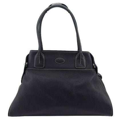 TOD'S Hand Bag Tote Purse Logo Black Authentic