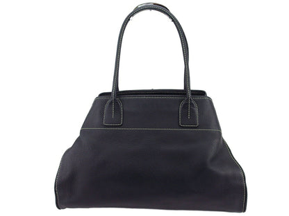 TOD'S Hand Bag Tote Purse Logo Black Authentic