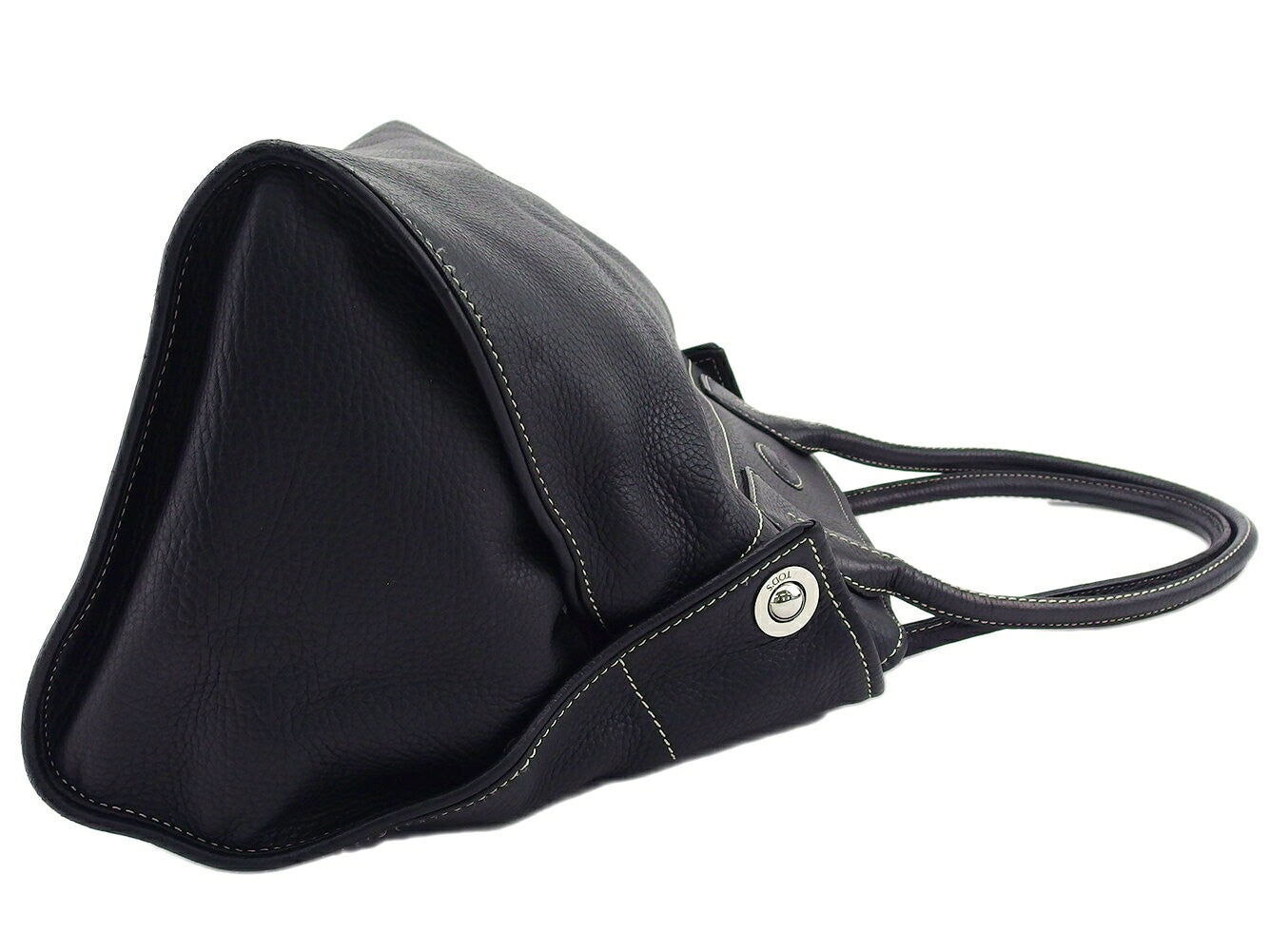 TOD'S Hand Bag Tote Purse Logo Black Authentic
